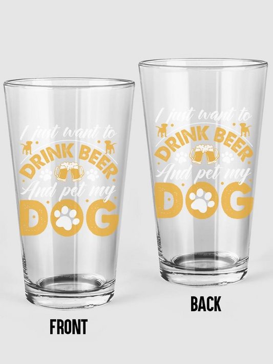 Drink Beer And Pet My Dog. Pint Glass -Image by Shutterstock