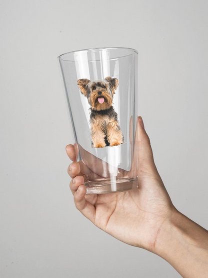 York Dog Puppy Sitting Pint Glass -SPIdeals Designs