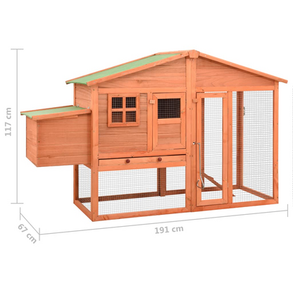 vidaXL Chicken Coop with Nest Box Solid Fir Wood