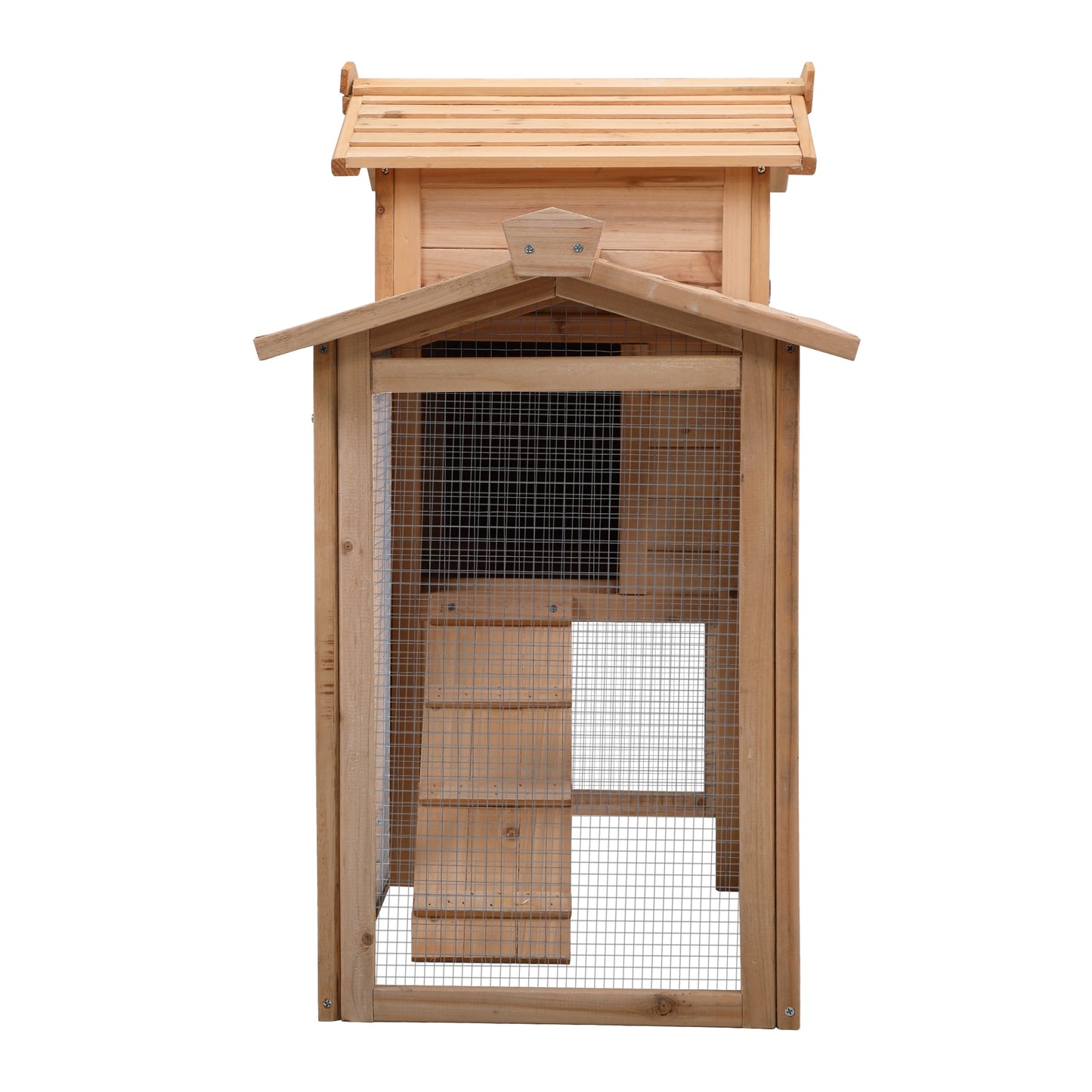 Rabbit Hutch Chicken Coop Outdoor Wooden Pet Bunny House with Ventilation Gridding Fences Openable Door Crib for 2 Rabbits