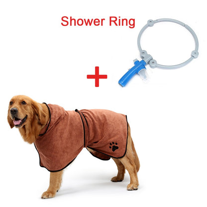 Pet Dog Cat Bathrobe Soft Quickly Absorbing Water Fiber Pet Drying Towel Robe With Hat Pupuy Cat Pet Grooming Supplies
