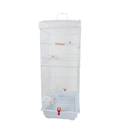 Large Bird Cages Parrots Canary Parakeet Cockatiel Love Bird Finch Bird Cage with Wood Perches & Food Cups White -