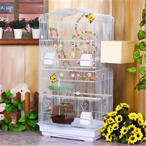 Large Bird Cages Parrots Canary Parakeet Cockatiel Love Bird Finch Bird Cage with Wood Perches & Food Cups White -
