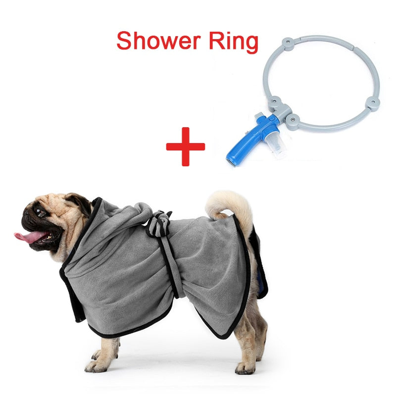 Pet Dog Cat Bathrobe Soft Quickly Absorbing Water Fiber Pet Drying Towel Robe With Hat Pupuy Cat Pet Grooming Supplies