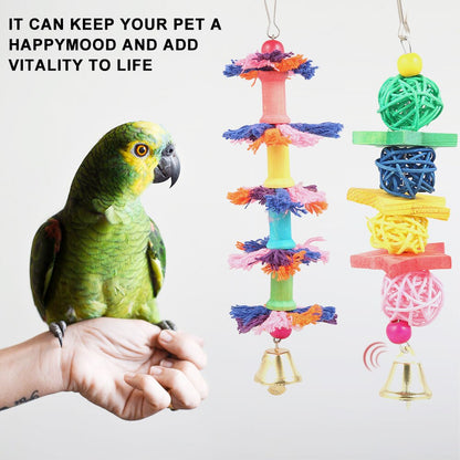 10PCS/Set Combination Parrot Toy  Bite Toy Bird Toys Parrot Funny Swing Ball Bell Standing Training Toys