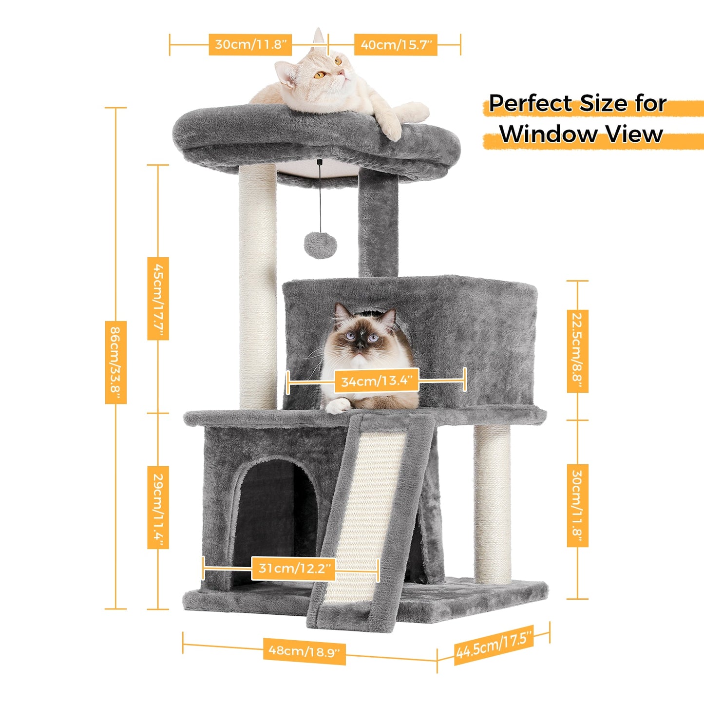 180CM Multi-Level Cat Tree For Cats With Cozy Perches Stable Cat Climbing Frame Cat Scratch Board Toys Gray&amp;Beige