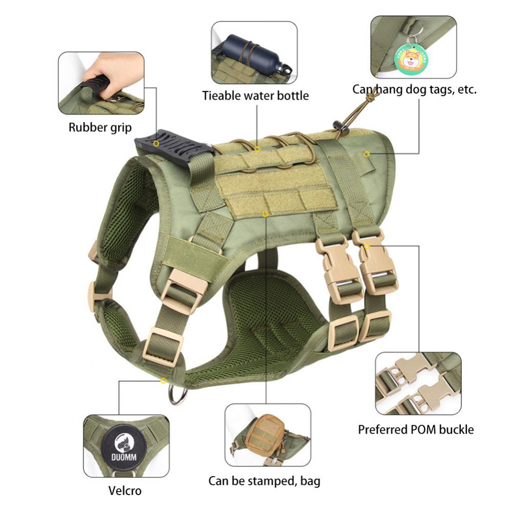 Dog Tactical Vest Military German Shepherd K9 Pet Training Vest Dog Collars Harnesses&amp;Leads Set For Small Medium Large Dogs