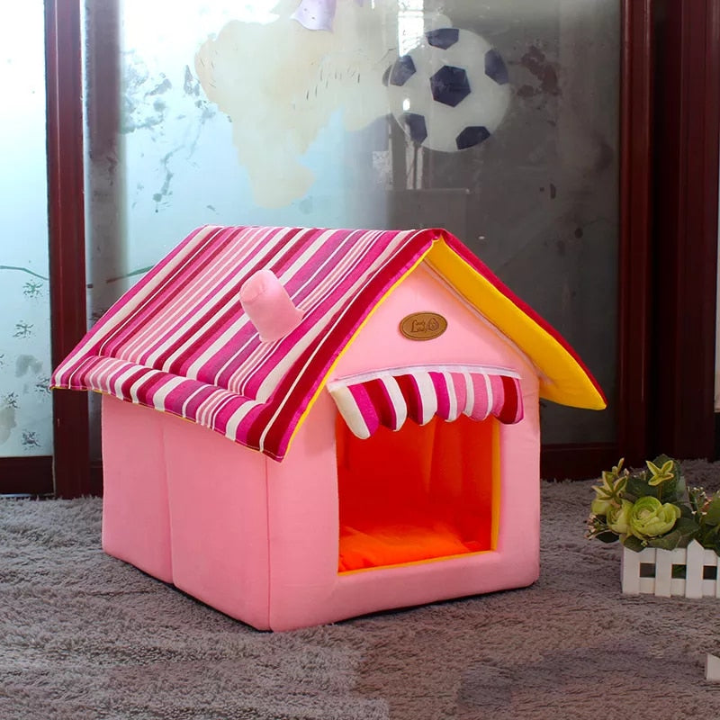 4 Colors Striped Removable Cover Mat Cat Dog House Dog Beds For Small Medium Dogs Pet Products House Pet Beds for Cat