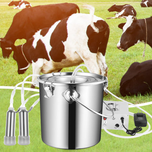 9L Cow Goat Milking Machine Electric Vacuum Pulsation Pump Milker 2 in 1 Goat Cow Milker Machine with Pulsator 110V Farm Use