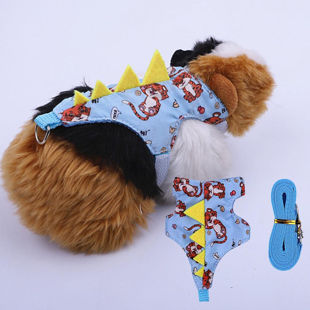 Hamster Clothes 1 Set Cute Dinosaur Adjustable  Small Animal Outwear Harness Leash Set Pet Supplies