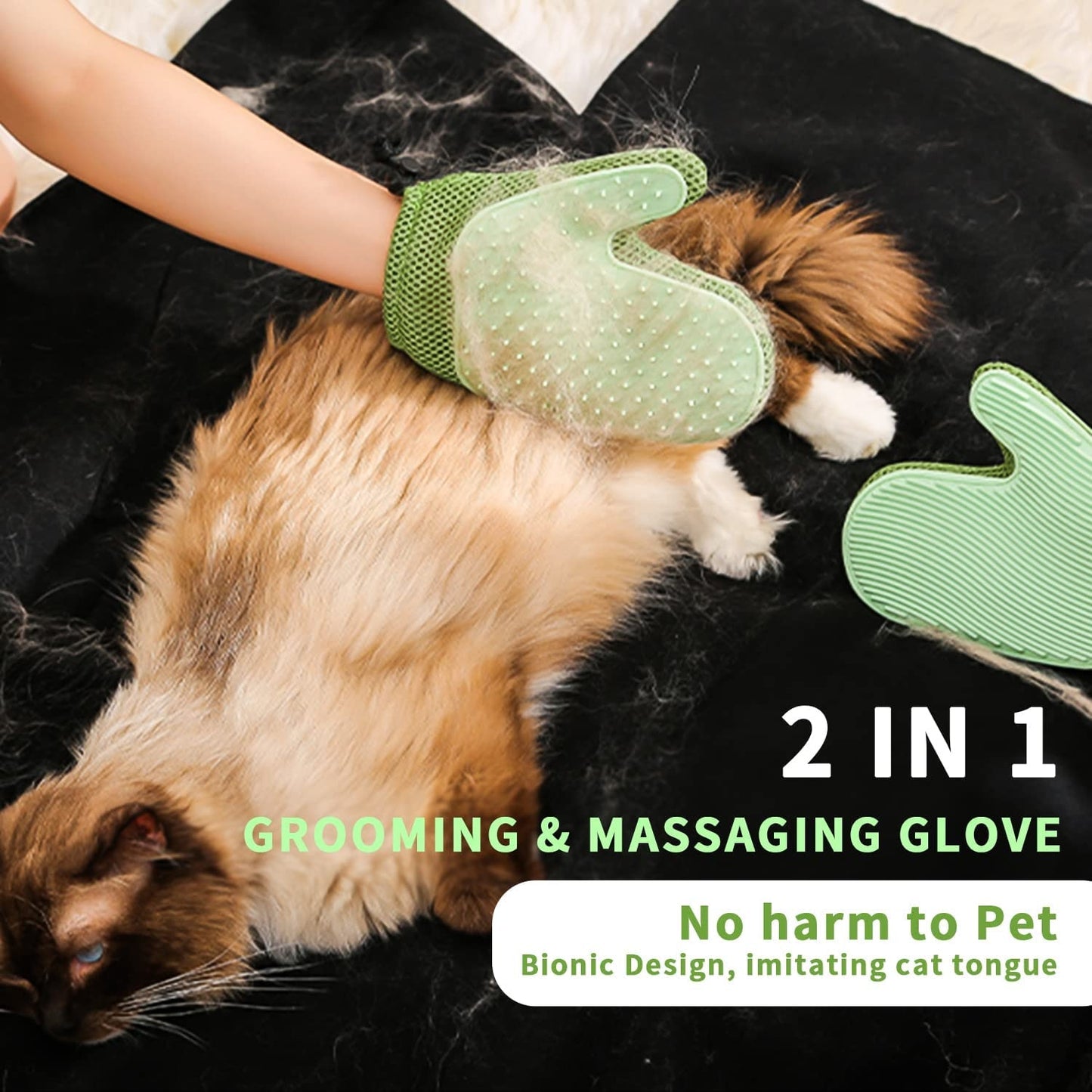Upgrade 2 in 1 Cat Hair Remover Glove and Lint Remover for Clothing,Pet Dog Grooming Glove Brush,Efficient Pet Hair Remover Mitt
