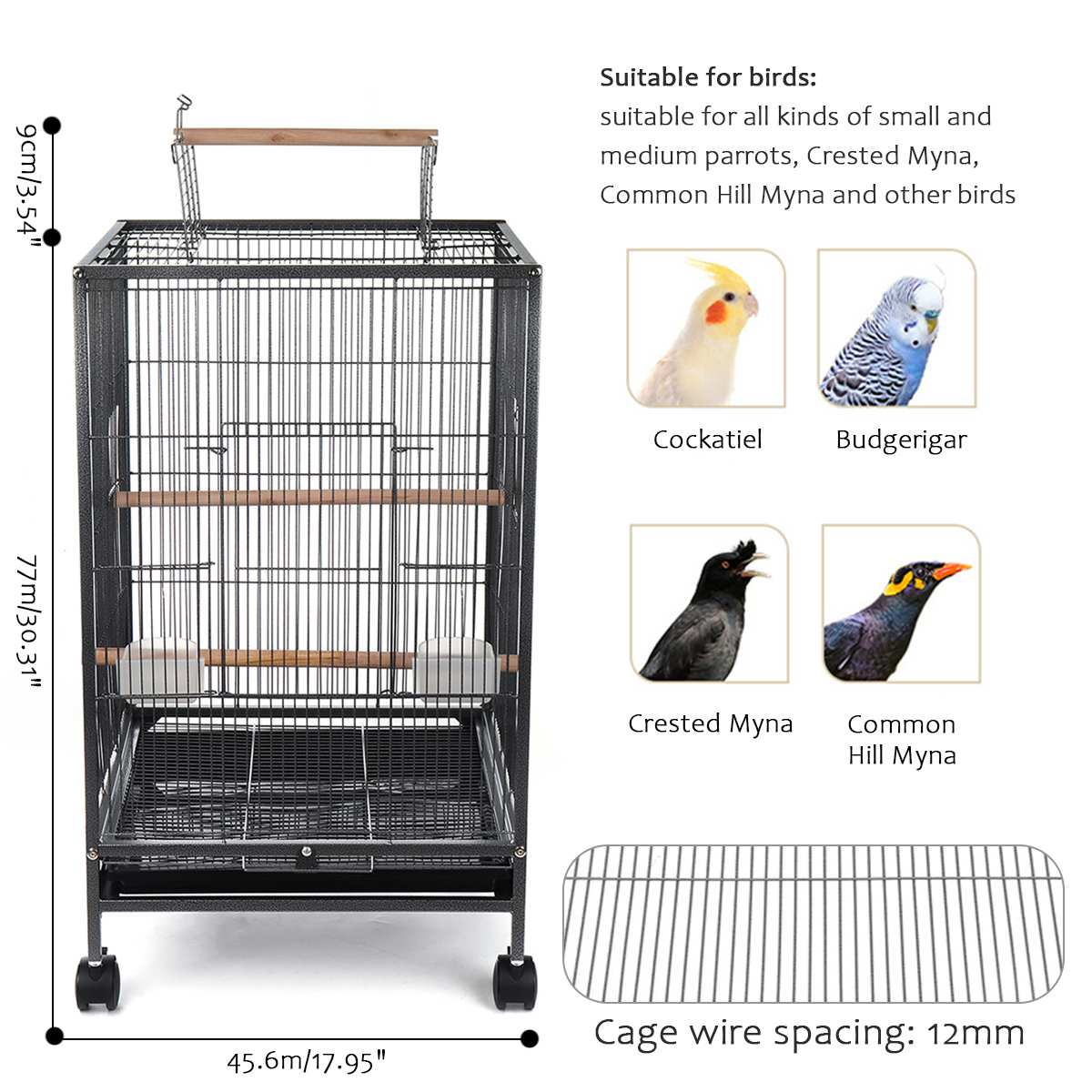 Luxury Large Parrot Cage Bird Metal Cage Pigeon Supplies with Hanging Cave Pet Decor Products