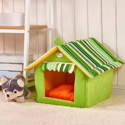 4 Colors Striped Removable Cover Mat Cat Dog House Dog Beds For Small Medium Dogs Pet Products House Pet Beds for Cat