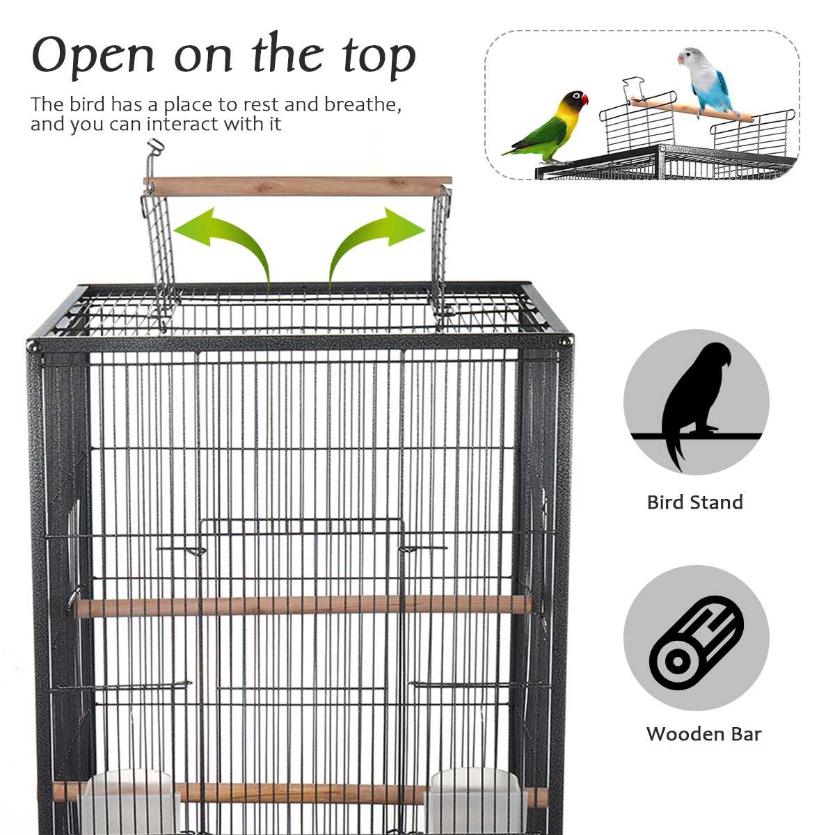 Luxury Large Parrot Cage Bird Metal Cage Pigeon Supplies with Hanging Cave Pet Decor Products