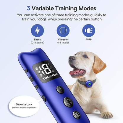 TinMiu Electric Dog Training Collar 2000ft Remote Control IPX7 Waterproof Rechargeable Vibration Anti Bark Shock Collars For Dog