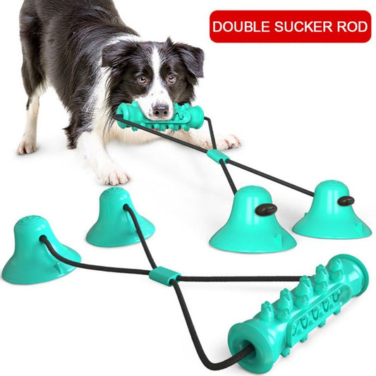 Dog Chew Toy Double Suction Cup for Aggressive Chewers Dog Toothbrush Training Treat Food Dispenser Teeth Cleaning Rope Toy