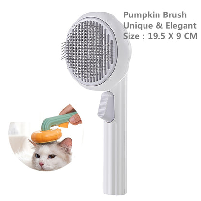 Pumpkin Pet Brush, Self Cleaning Slicker Brush for Shedding Dog Cat Grooming Comb Removes Loose Underlayers and Tangled Hair,