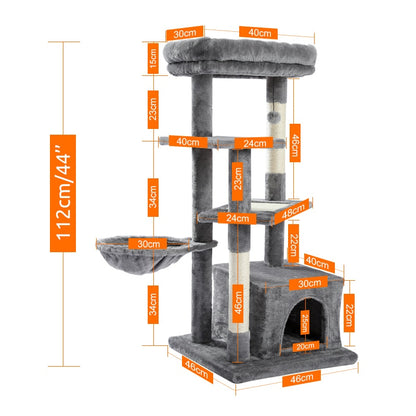 180CM Multi-Level Cat Tree For Cats With Cozy Perches Stable Cat Climbing Frame Cat Scratch Board Toys Gray&amp;Beige
