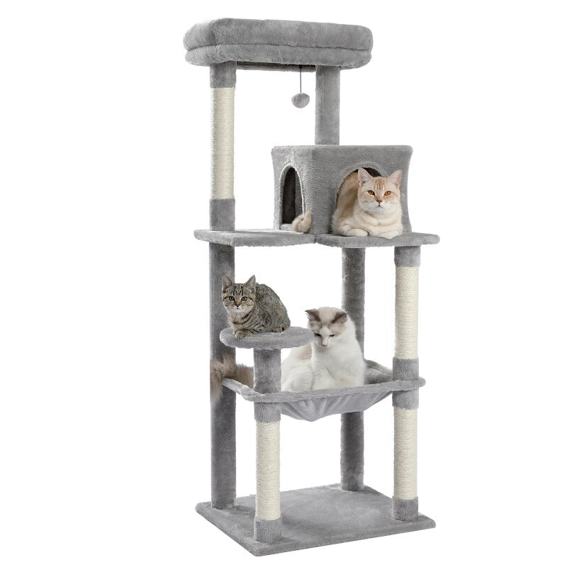 Multi-Level Cat Tree Condo Furniture with Sisal-Covered Scratching Posts Cat Tree Plush Condo Spacious Perches for Kitten