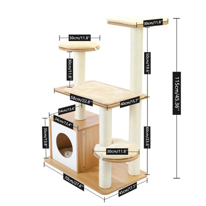 Domestic Delivery Pet Cats Tree Condo Sisal Scratching Posts for Cats Kitten Multi-Level Tower Toys Wood Cat Tree House for Cats