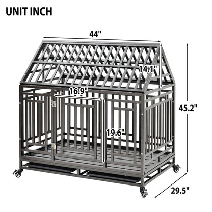 Heavy Duty Dog Pet Crate Cage with Roof