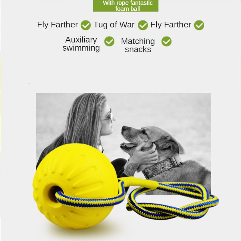 Dog Ball Toy with Rope Indestructible Interactive Dog Toy Pet Training Chew Toys Tooth Clean Solid Core EVA Elastic Ball For Dog