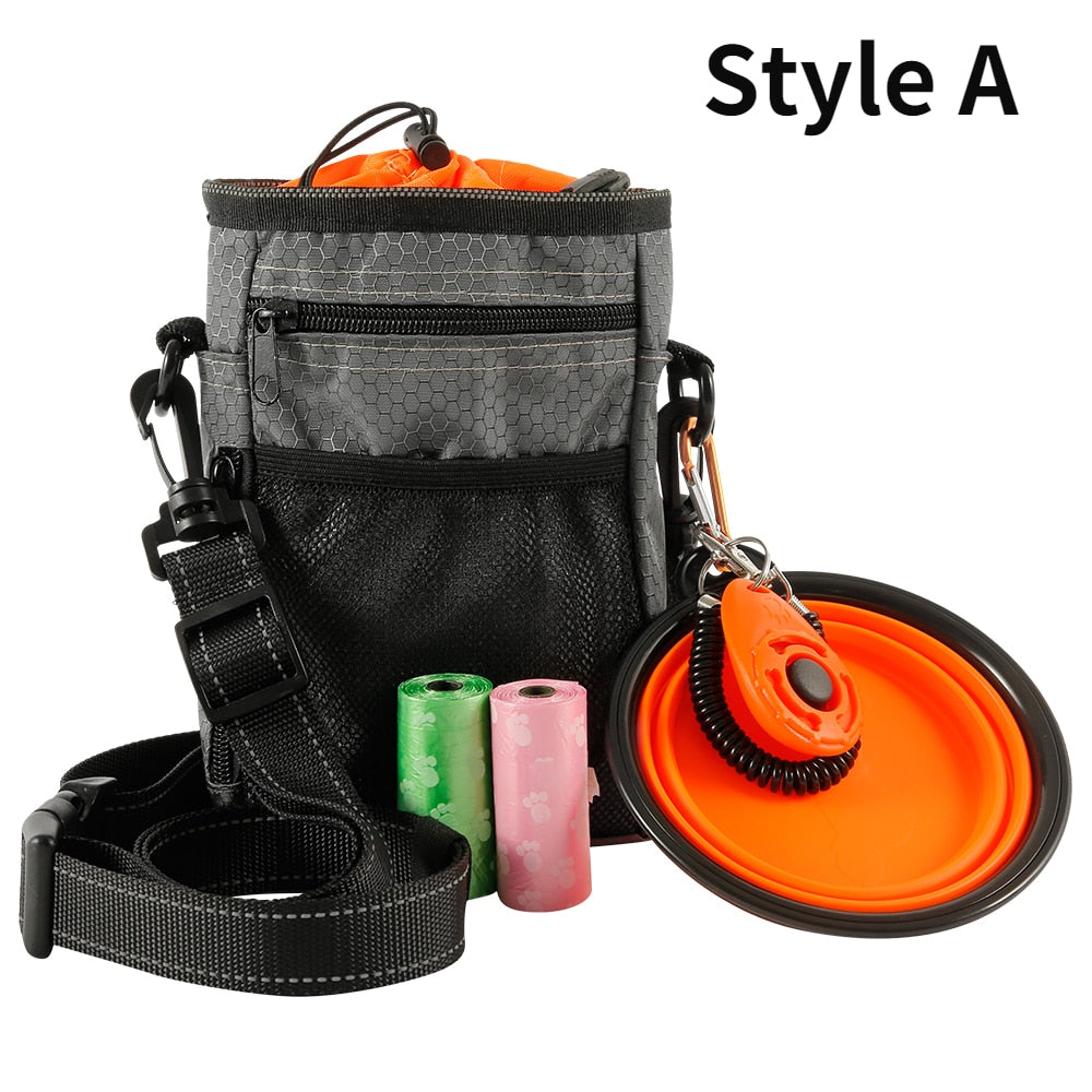 Multi-function Dog Training Bag Portable Pet Outdoor Treat Bags Food Holder Adjustable Waist Belt Garbage Bag Folding Bowl Kit