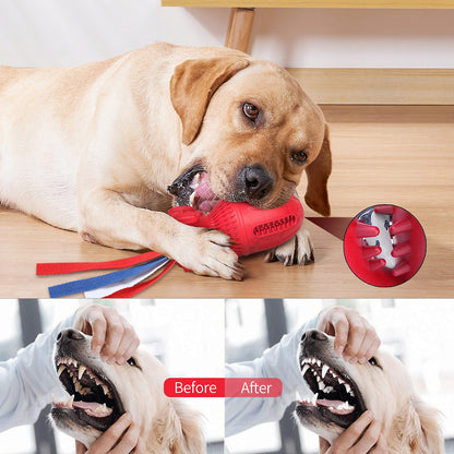 MASBRILL Interactive Dog Toy Interactive Rubber Squeaky Dog Chew Toy Indestructible Funny Tough Pet Tooth Cleaning Dog Food Toy