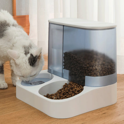 Large Capacity Cat Food Double Bowl Pet Automatic Feeder Water Dispenser Dog Cat Food Container Drinking Dish Bowls